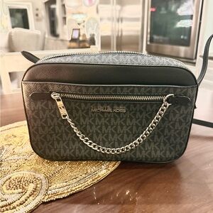 Michael Kors Black and Gray Chain Crossbody